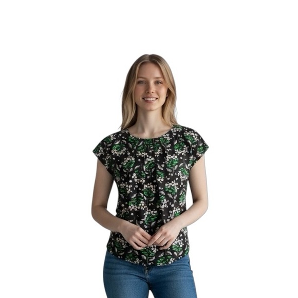 Boden silk blend floral, romantic, business casual, preppy, coastal core shirt - Picture 1 of 11